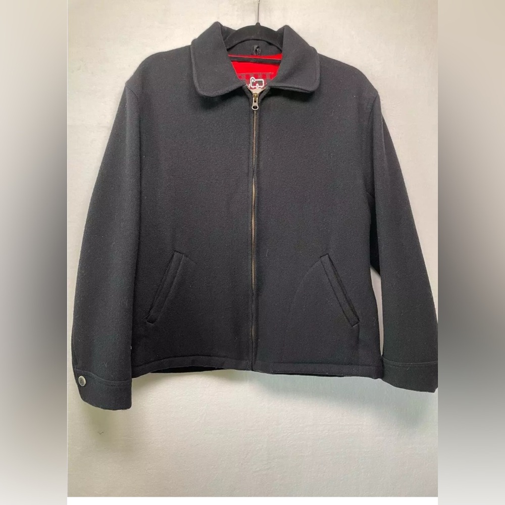 Woolrich Vintage Black 100% Wool Jacket Womens Large
